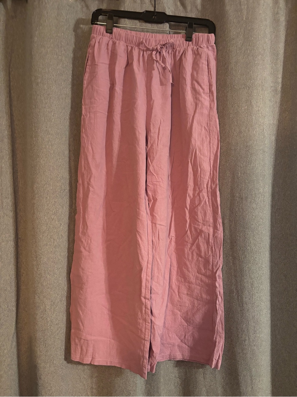 Women’s purple Elastic-Waist Wide-Leg linen Pants
